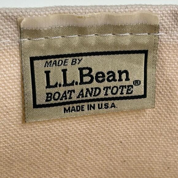 VTG L.L.Bean Boat & Tote Heavy Duty Canvas Bag Beige Blue Tote Handbag Bags - Picture 12 of 12